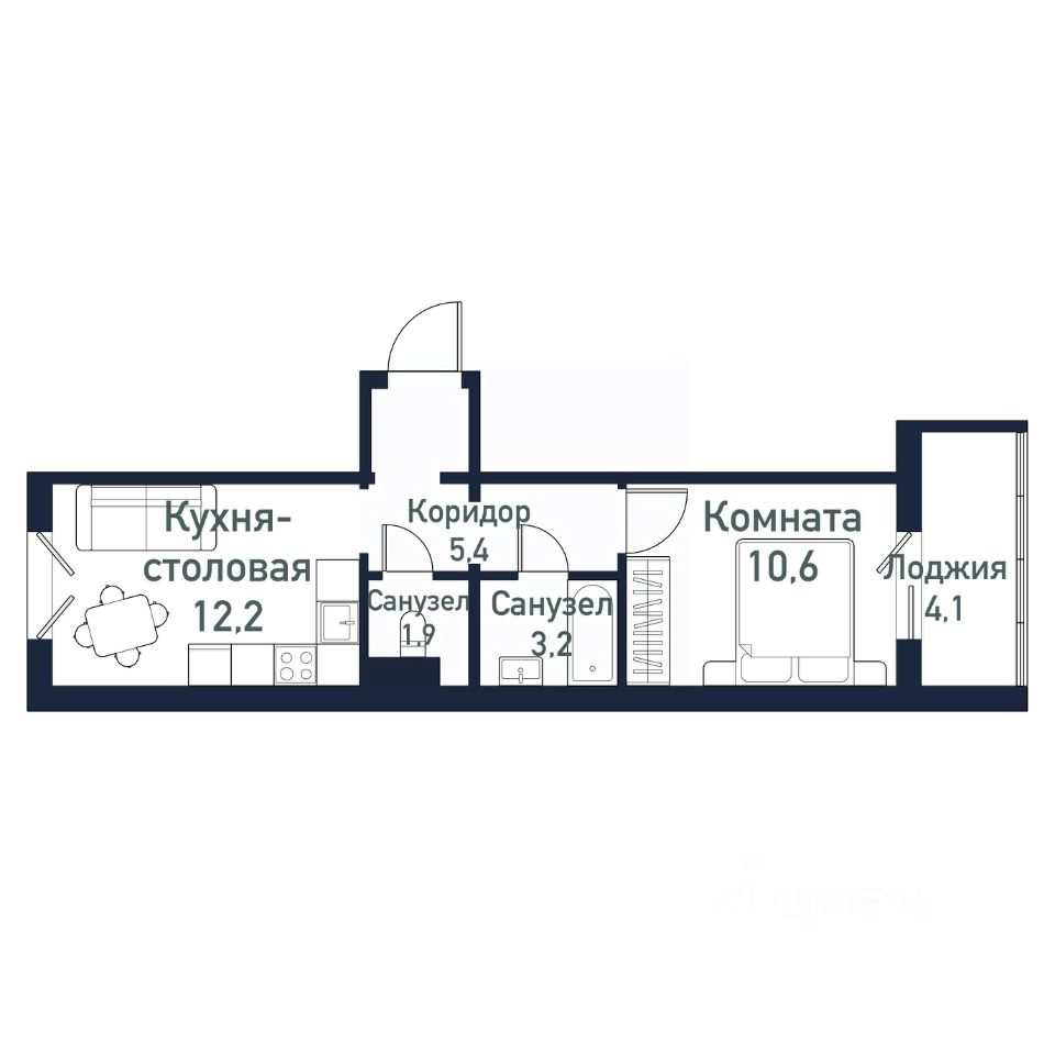 Планировка 3-комнатной квартиры 80.63 м²